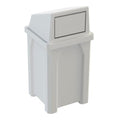 32 Gallon Square 100% Recycled Plastic Heavy Duty Outdoor Trash Can with Push Lid - Great for