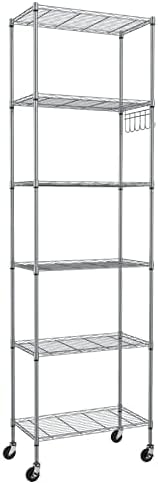 Himimi 6-Tier Wire Shelving Unit with Wheels - Adjustable Metal Storage Rack for Garage, Kitchen