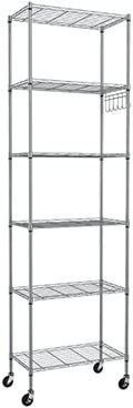 Himimi 6-Tier Wire Shelving Unit with Wheels - Adjustable Metal Storage Rack for Garage, Kitchen