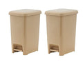 Superio Slim Step On Trash Can, Beige Waste Bin with Foot Pedal Lid 26 Liter, Kitchen, Under Desk