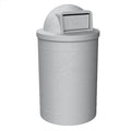 55 Gallon Circle 100% Recycled Plastic Heavy Duty Outdoor Trash Can with Push Open Dome Lid and