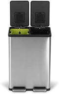 SIMPLI-MAGIC 60 Liter / 16 Gallon Rectangular Hands-Free Dual Compartment Recycling Kitchen Step