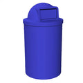 55 Gallon Circle 100% Recycled Plastic Heavy Duty Outdoor Trash Can with Push Open Dome Lid and