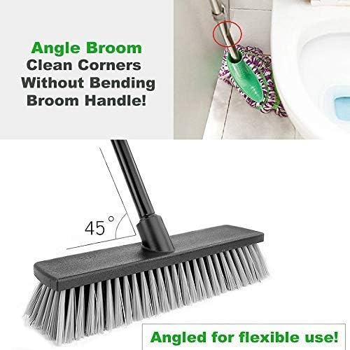 Floor Scrubbing Brush Stiff Bristles with 49.6 inches Telescopic Long Handle, Yard Brush Concrete