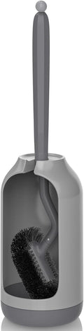 HAMITOR Toilet Bowl Brush Holder Set: Bathroom Deep Cleaning Toilet Cleaner Scrubber Under Rim with
