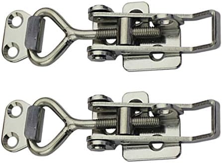 Adjustable Latch Buckle Cabinet Boxes Lever Handle Toggle Catch Latch Lock,Silver,Adjustable Range