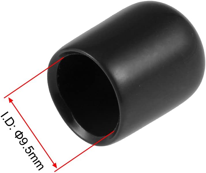 uxcell 20pcs Rubber End Caps 3/8"(9.5mm) ID Vinyl Round Tube Bolt Cap Cover Thread Protectors Black