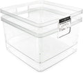 Isaac Jacobs 2-Pack Square Clear Storage Bins (10” L x 10” W x 6.1” H) w/Cutout Handles, Plastic