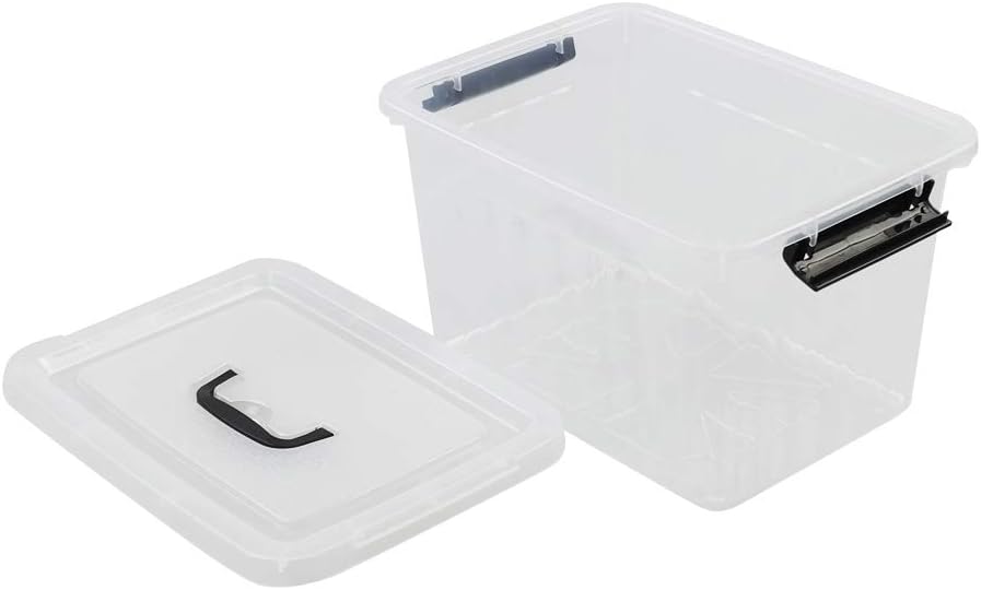 10 L Clear Plastic Latching Box, Plastic Storage Bin with Lids, 4-Pack