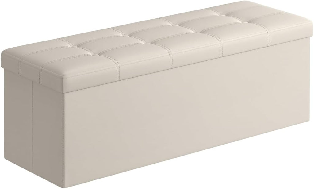 SONGMICS Mazie Collection - 43 Inches Folding Storage Ottoman Bench, Ottoman with Storage, Foot