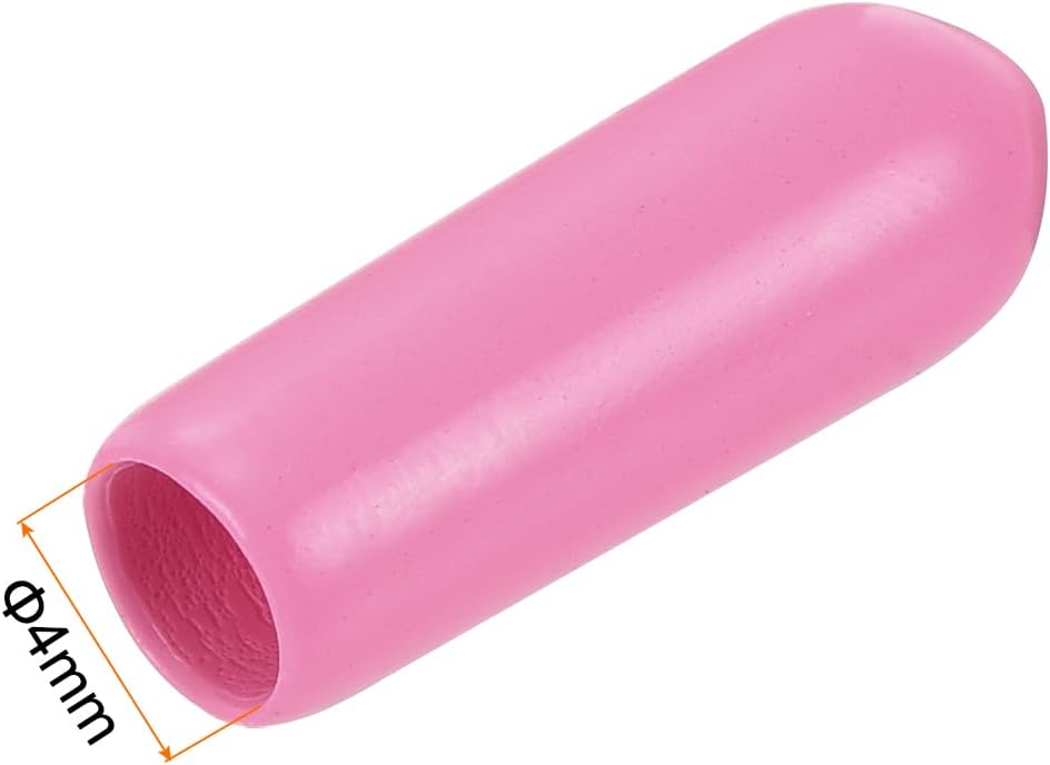 uxcell 20pcs Rubber End Caps 4mm ID Vinyl PVC Round Tube Bolt Cap Cover Screw Thread Protectors Pink
