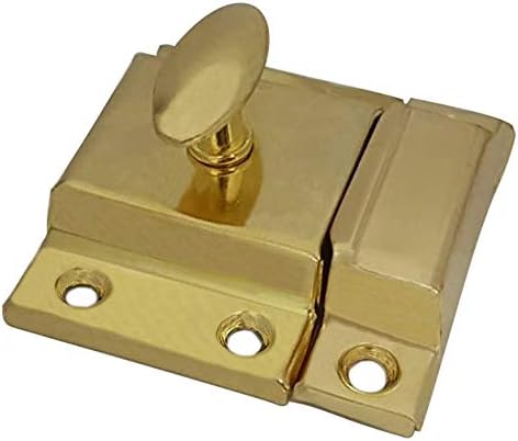 QCAA Oval Turn Cabinet Latch, for Cupboard & Other Furniture, Small, Brass Plated, Made in Taiwan