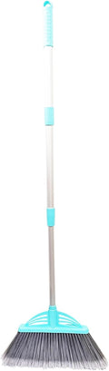Three-Section Telescopic Aluminum Alloy Rod Long-Handled Broom (Light Blue)