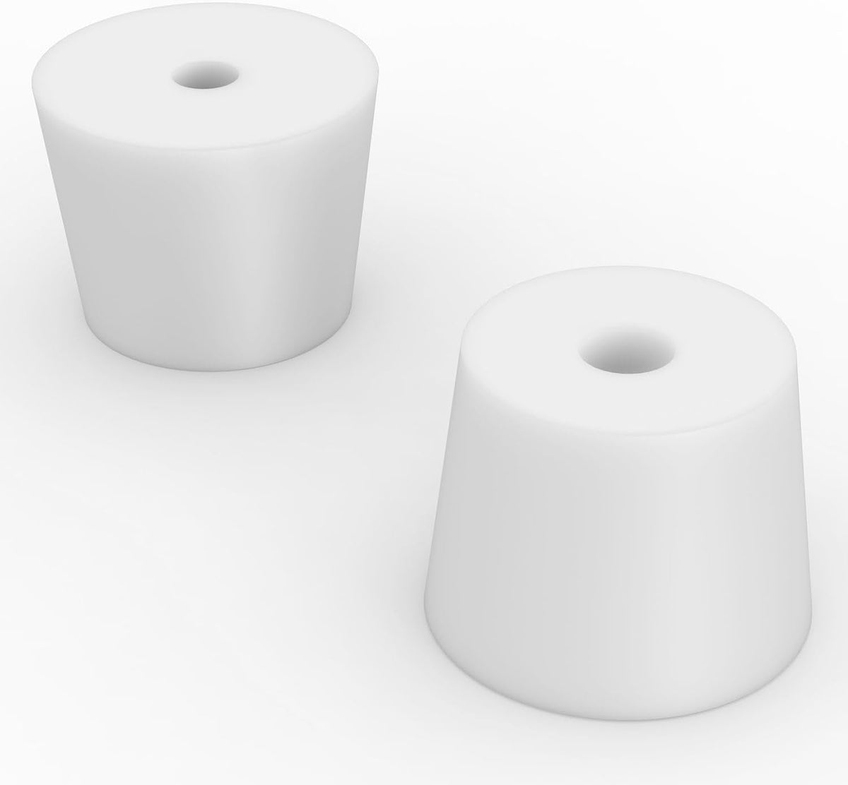Labasics 5-Pack 9# Single-Hole Silicone Stoppers, White Tapered Lab Seal Stoppers with 0.31" Hole
