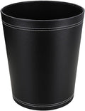KINGFOM Classic Pu Leather Trash Can Wastebasket, Small Garbage Container Can for Bathrooms, Powder