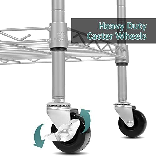 Himimi 6-Tier Wire Shelving Unit with Wheels - Adjustable Metal Storage Rack for Garage, Kitchen