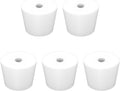 Labasics 5-Pack 9# Single-Hole Silicone Stoppers, White Tapered Lab Seal Stoppers with 0.31" Hole