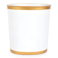 Jaye's Studio Mattie Decorative White and Gold Bathroom Trash Can, Metal Waste Basket Modern