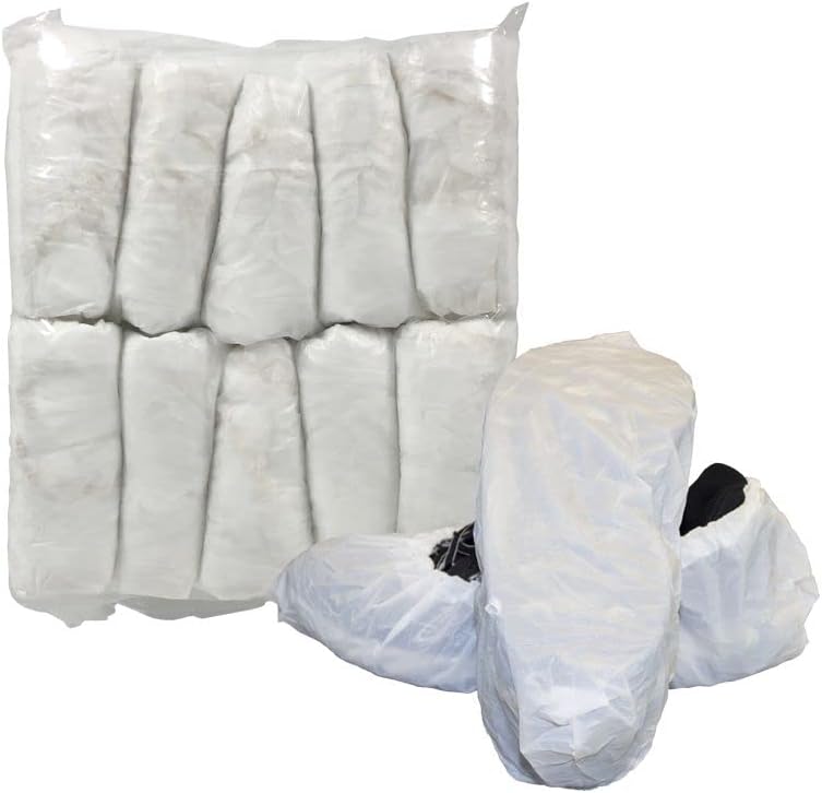 CleanPro® Disposable Polyethylene Shoe Covers (Pack of 300) (Large, White)