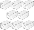 mDesign Plastic Deep Storage Bin Box Container with Lid and Built-In Handles - Organization for