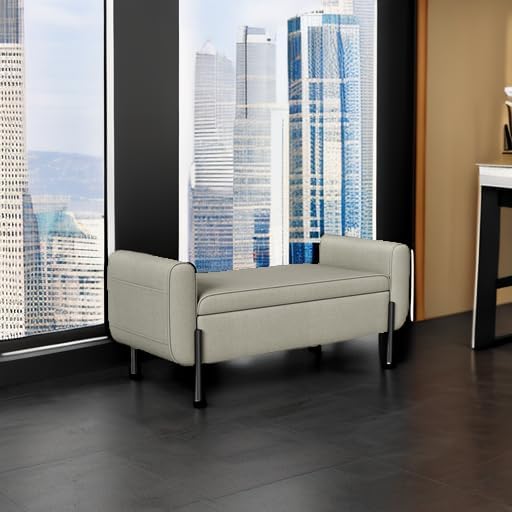 SONGMICS Storage Bench with Armrests, Ottoman with Storage for Living Room, Storage Ottoman Bench