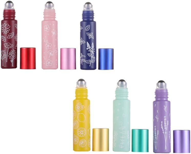 10 Pcs Purple Glass Essential Oil Roller Bottles, 10ml Refillable Roll-on Bottles with Stainless