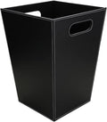 KINGFOM Classic Pu Leather Trash Can Wastebasket, Garbage Container Bin with Handles for Bathrooms