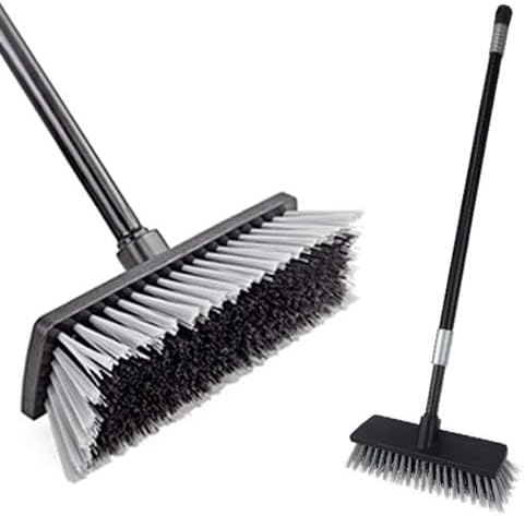 Floor Scrubbing Brush Stiff Bristles with 49.6 inches Telescopic Long Handle, Yard Brush Concrete