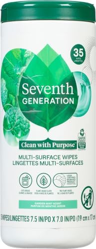 Seventh Generation Multi-Surface Cleaning Wipes, Garden Mint Scent, Cuts Grease & Grime, 35 Wipes