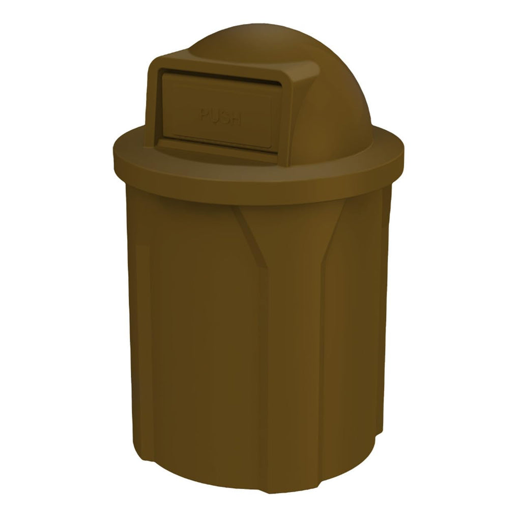 42 Gallon Round 100% Recycled Plastic Heavy-Duty Commercial Outdoor and Indoor Trash Can with Push