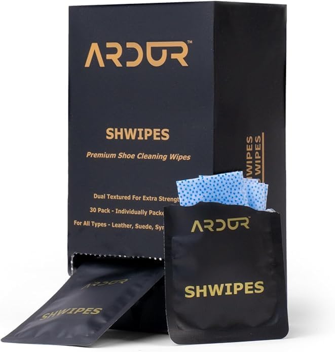 Ardur Premium Shoe Cleaning Wipes For Sneakers (30 Individually Wrapped Wipe) | Dual-Texture Design