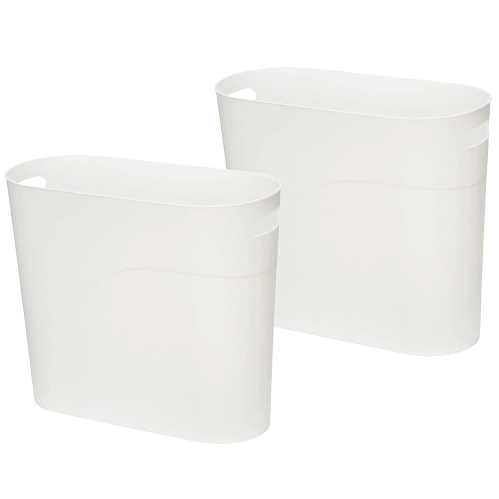Small Trash Can Plastic Bathroom Wastebasket 3.2 Gallon Slim Garbage Container Bin with Handle for
