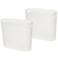 Small Trash Can Plastic Bathroom Wastebasket 3.2 Gallon Slim Garbage Container Bin with Handle for