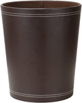 KINGFOM Classic Pu Leather Trash Can Wastebasket, Garbage Container Can for Bathrooms, Powder