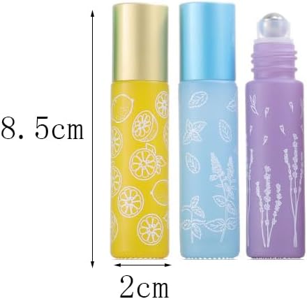 10 Pcs Green Glass Essential Oil Roller Bottles,10ml Empty Refillable Roll on Bottles,Glass Travel