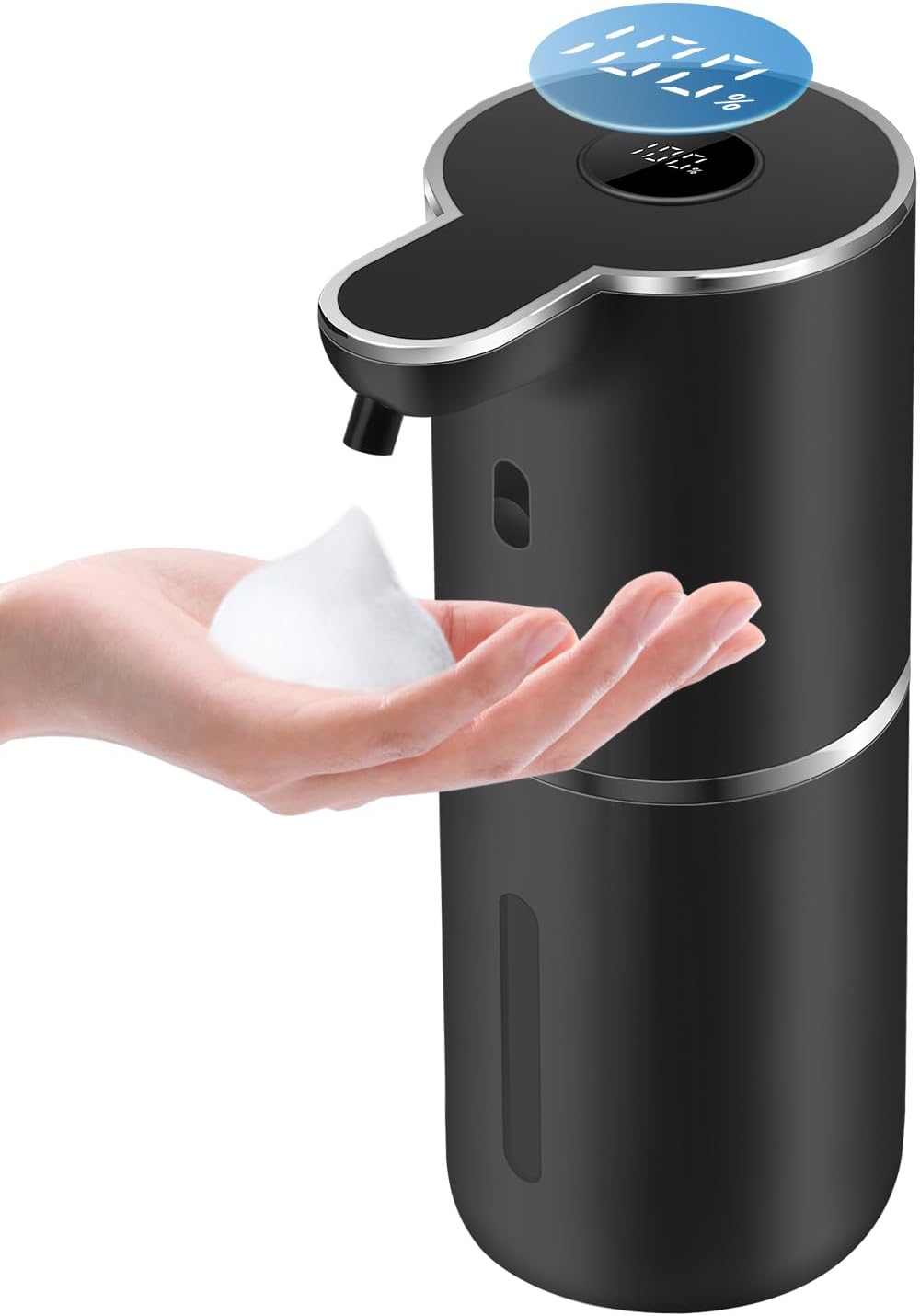 Automatic Foaming Soap Dispenser 12.8oz, Rechargeable & 6 Levels Foaming Adjustable with Digital