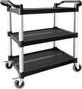 Plastic Utility Carts with Wheels, 3-Tier Rolling Service Cart, 300 lbs Heavy Duty Capacity with 4