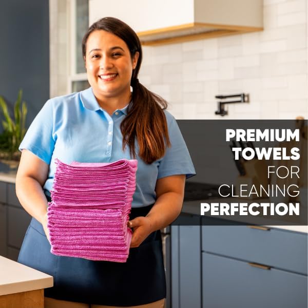 Microfiber Wholesale 12" x 12" MW Pro Multi-Surface Cleaning Cloths Pink - 12 Pack | Premium