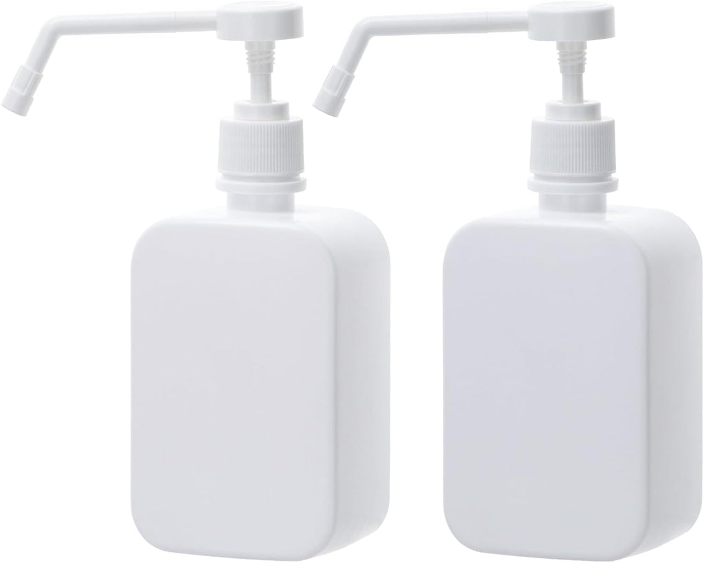 Pump Bottles Dispenser 16.9oz/500ml, 2 Pack Empty Plastic Lotion Shampoo Bottles, Refillable Hand