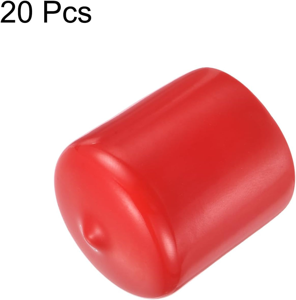 uxcell 20pcs Rubber End Caps 31mm ID Vinyl Round Tube Bolt Cap Cover Thread Protectors Red