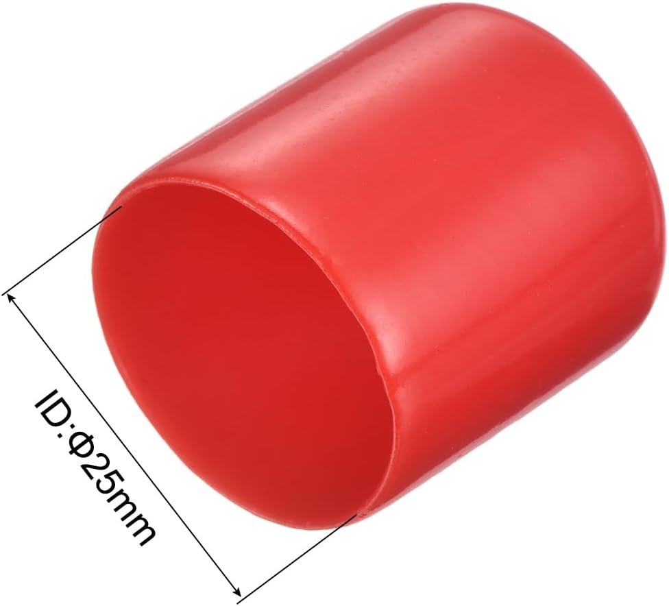 uxcell 20pcs Rubber End Caps 25mm ID Vinyl Round Tube Bolt Cap Cover Thread Protectors Red