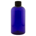 8 fl oz Cobalt Blue Plastic Bottle with Black Cap (24 Pack)