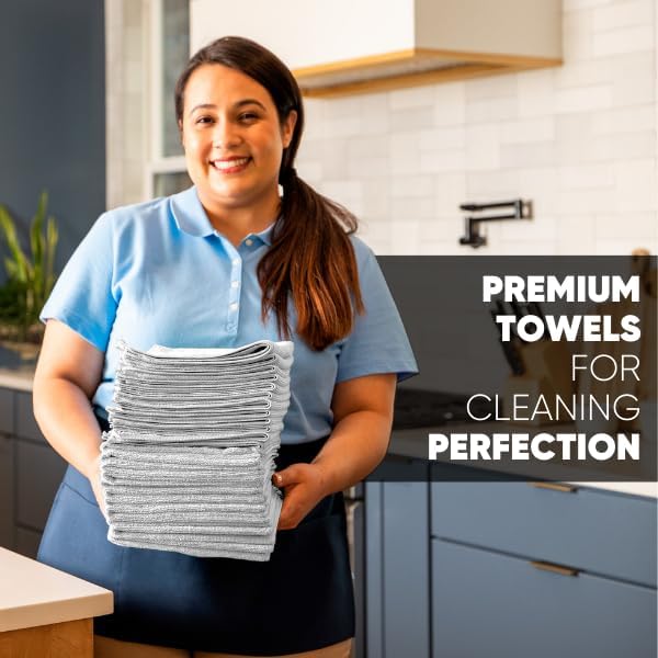 12" x 12" MW Pro Multi-Surface Microfiber Cleaning Cloths | White - 12 Pack | Premium Microfiber