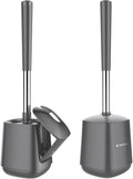 SetSail Toilet Brush and Holder 2 Pack, Self Closing Lid Toilet Bowl Brushes Holder and Extra Long
