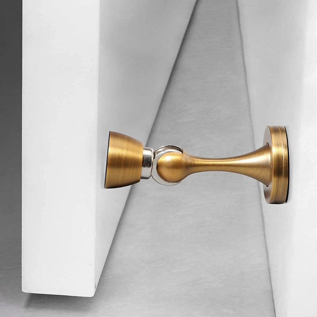 Door Stopper 1 Pack Magnetic Door Stops, Zinc Alloy Antique Brass Door Catch Door Holder Wall Floor