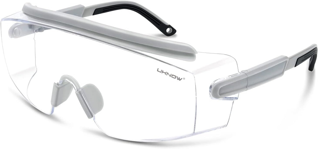 UKNOW Safety Goggles Over Glasses, Safety Glasses Anti Fog Wraparound Eye Protection, Protective