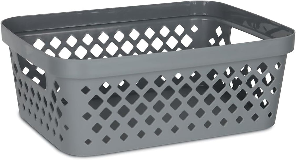 Glad Plastic Storage Basket Set, Value Pack of 6 | Open Storage Bins for Shelves, Bathroom, Pantry
