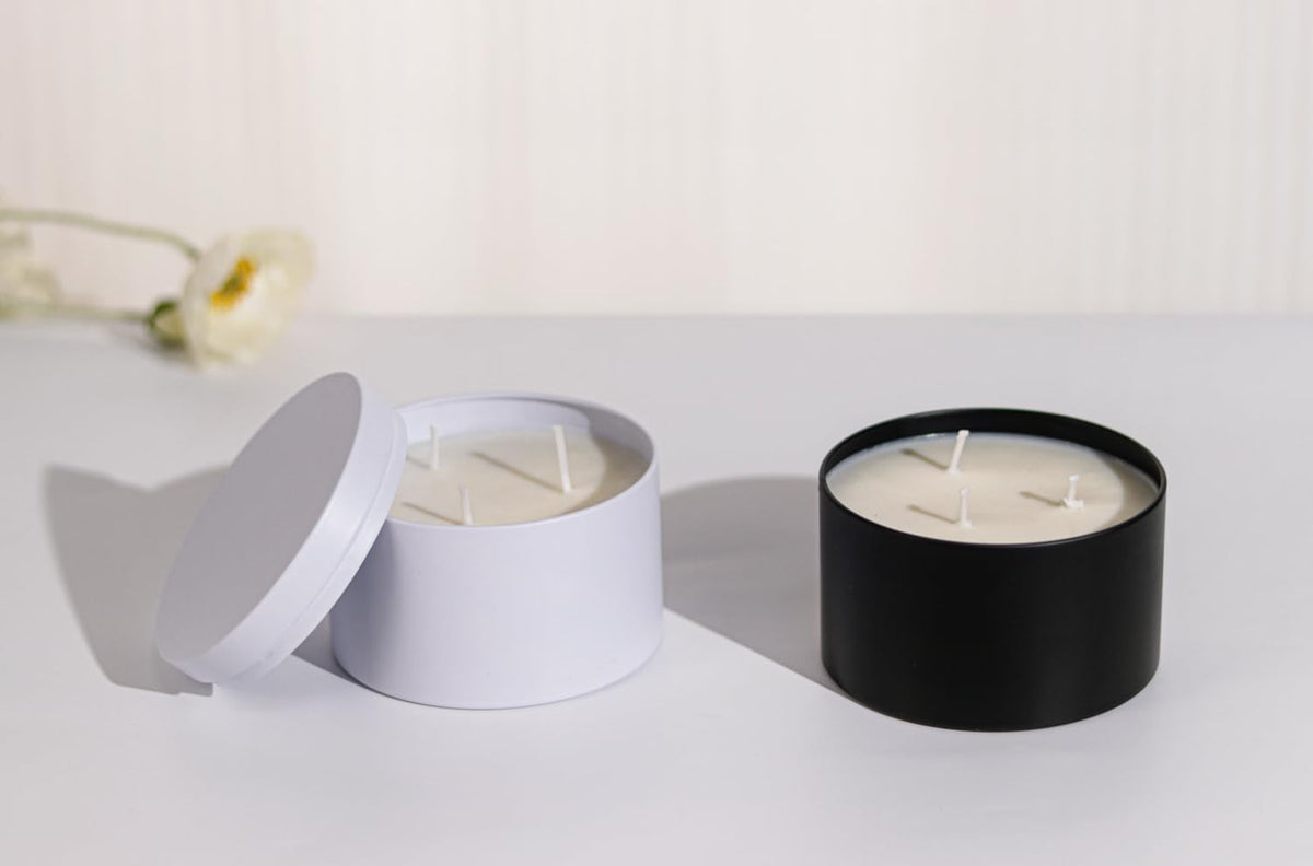 Tins With Lids, 3 Wicks Containers 12 Pack 14oz/420ml Seamless Bulk for Candle Making Supplies