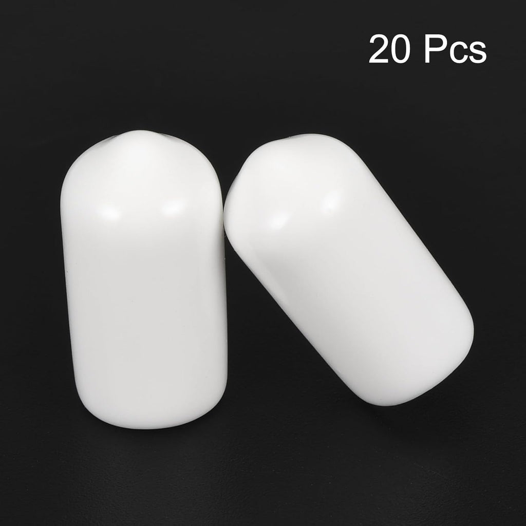 uxcell 20pcs Rubber End Caps 7.5mm ID Vinyl Round End Cap Cover Screw Thread Protectors White