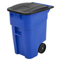 Rubbermaid Commercial Products BRUTE Rollout Trash/Garbage Can/Bin with Wheels, 50 GAL, Blue, for